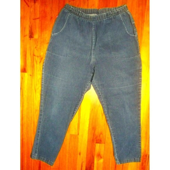 Woman Within Pullon Jeans womens Sz 18W Tapered Leg stretch pockets ankle crop - Picture 1 of 6